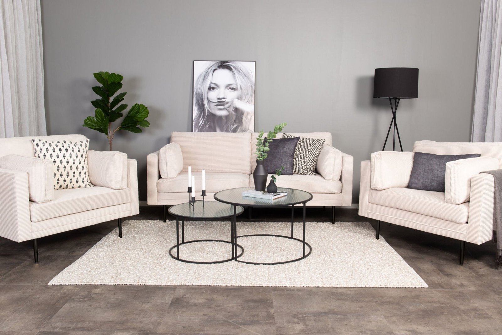 Venture Home Boom 3 - sits soffa, Ljus beige - Azalea Home
