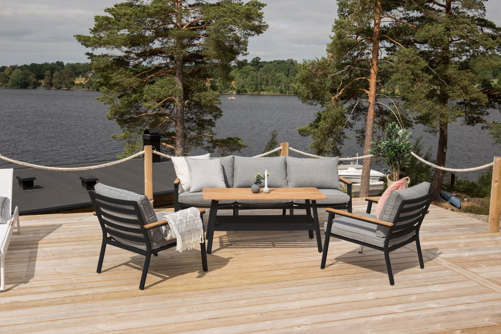 Venture Home Brasilia Loungegrupp utomhus, Grå - Azalea Home