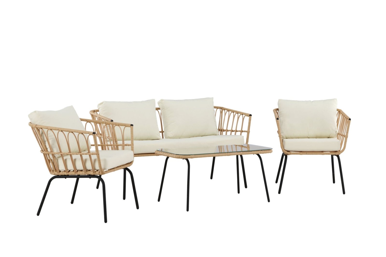 Venture Home Ortigia Loungegrupp, Svart / Natur - Azalea Home