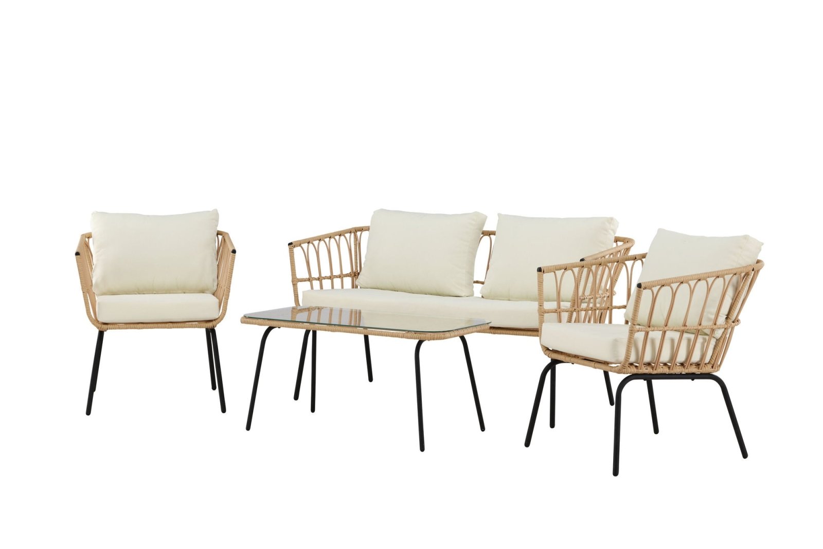 Venture Home Ortigia Loungegrupp, Svart / Natur - Azalea Home
