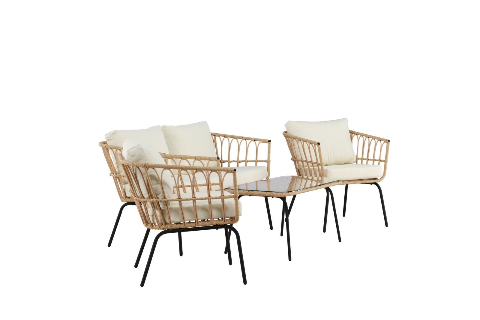 Venture Home Ortigia Loungegrupp, Svart / Natur - Azalea Home