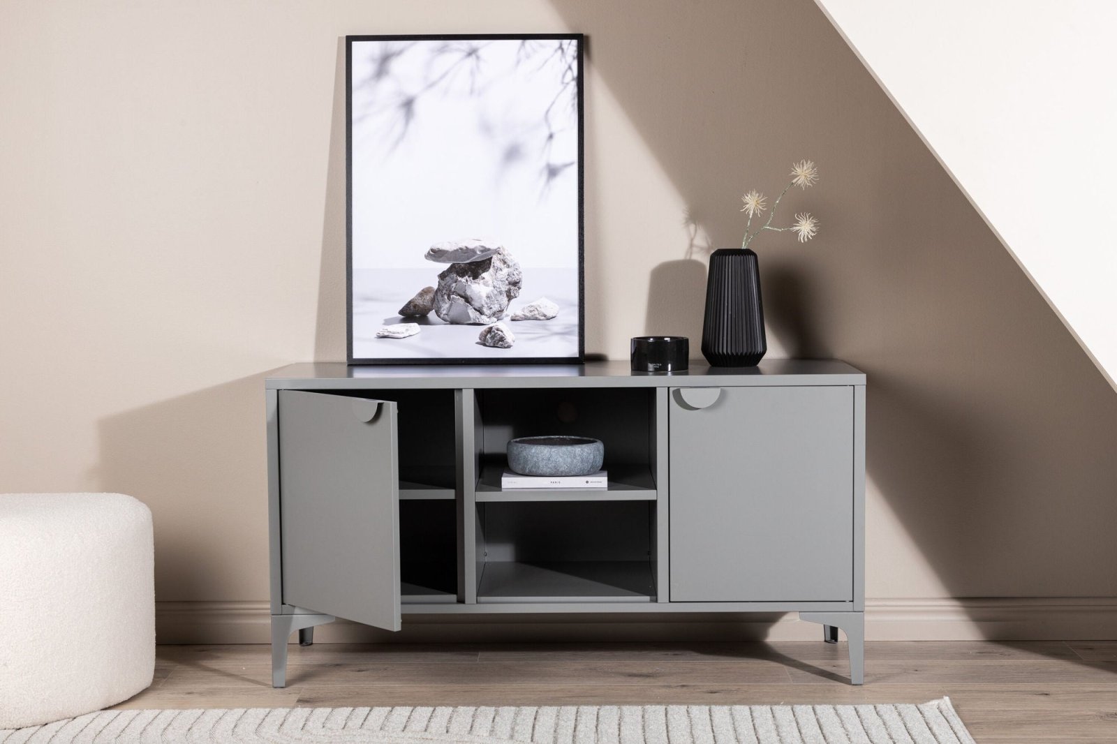 Venture Home Piring TV - bänk 120 x 63, Ljusgrå - Azalea Home