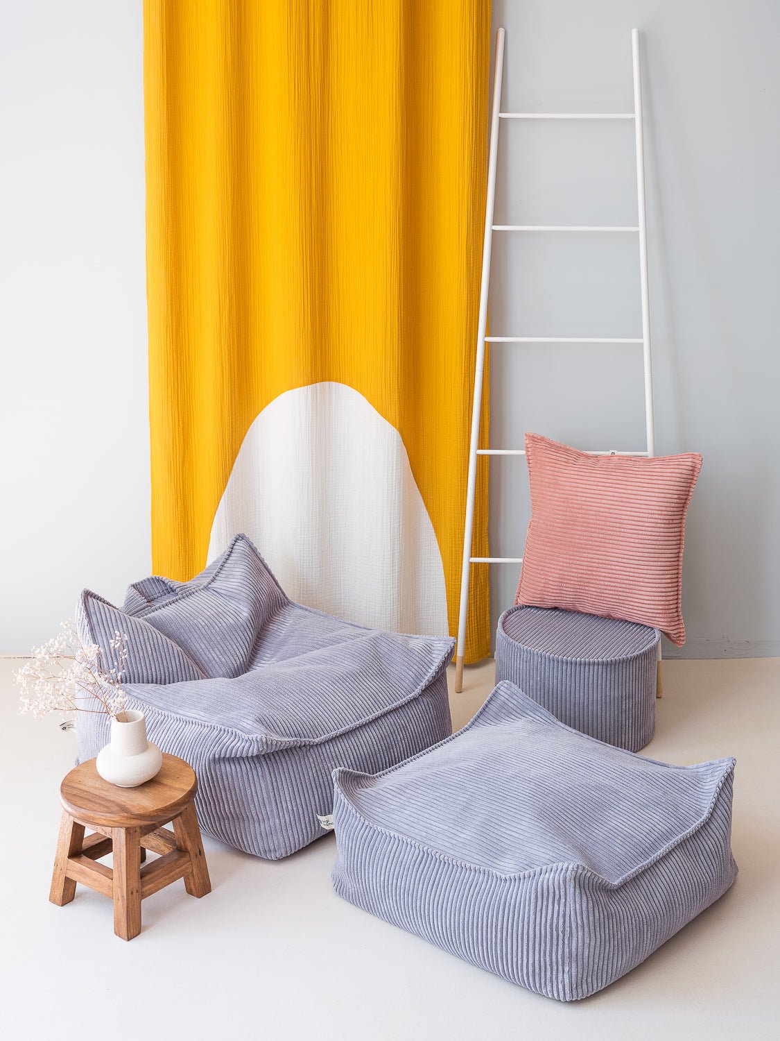 Wigiwama Square Barnpuff, Blueberry Blue - Azalea Home