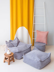 Wigiwama Square Barnpuff, Blueberry Blue - Azalea Home