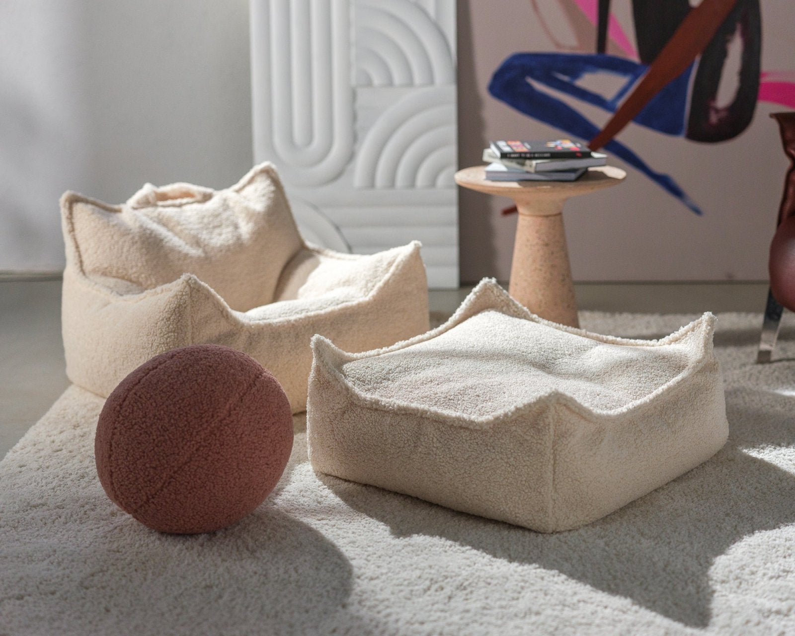 Wigiwama Square Barnpuff, Cream White - Azalea Home
