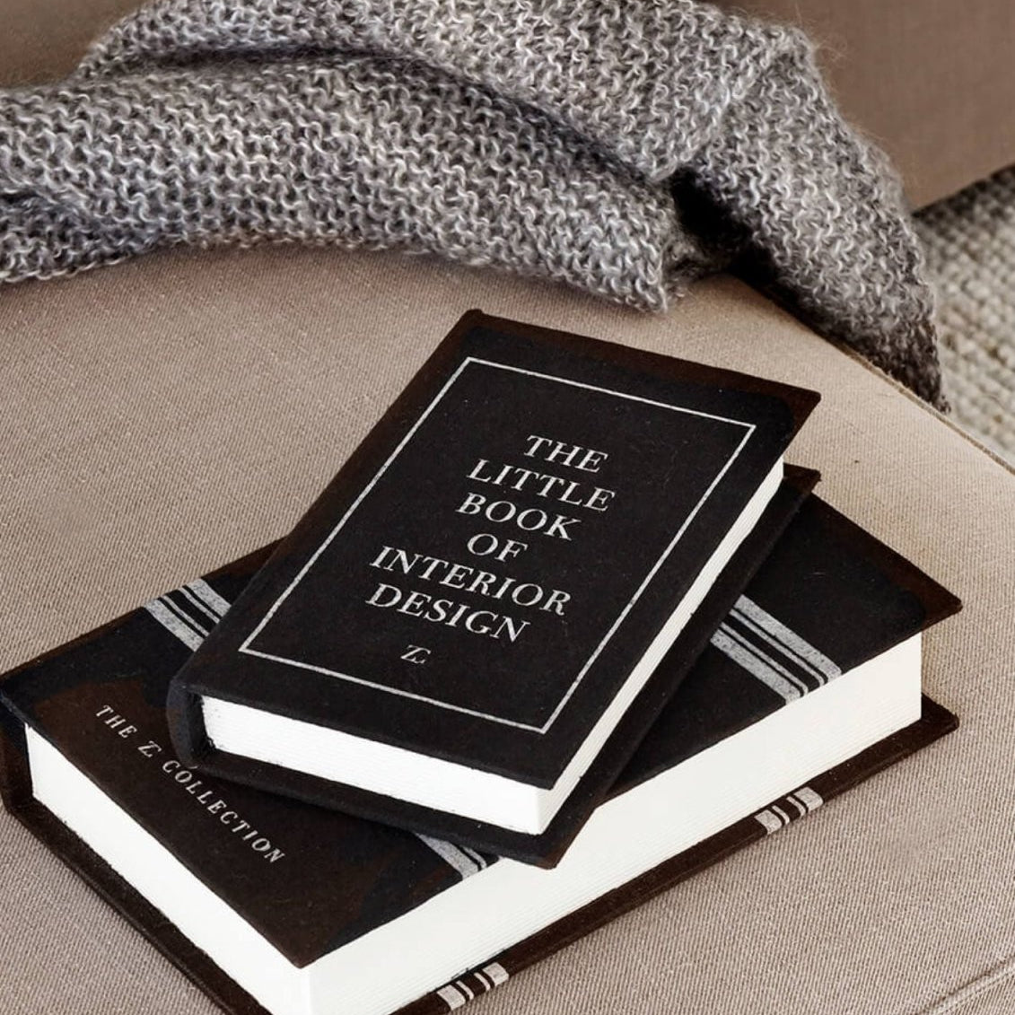 Zelected by Houze Coffee table Books 2 - Pack, Black linen - Azalea Home