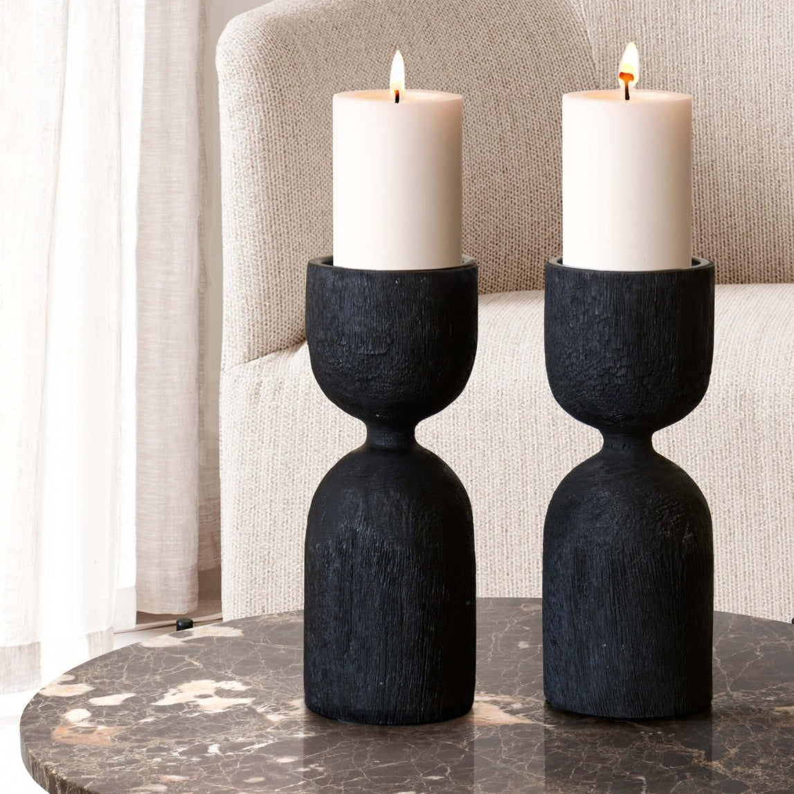 Zelected by Houze Hourglass Ljusstake, Svart - Azalea Home